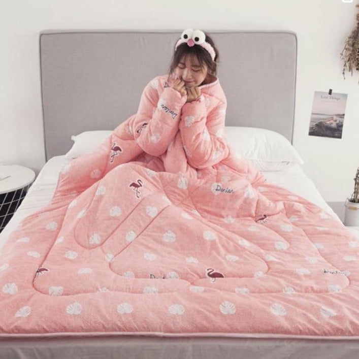 Wearable Weighted Blanket with Sleeves Thick Warm Comforter