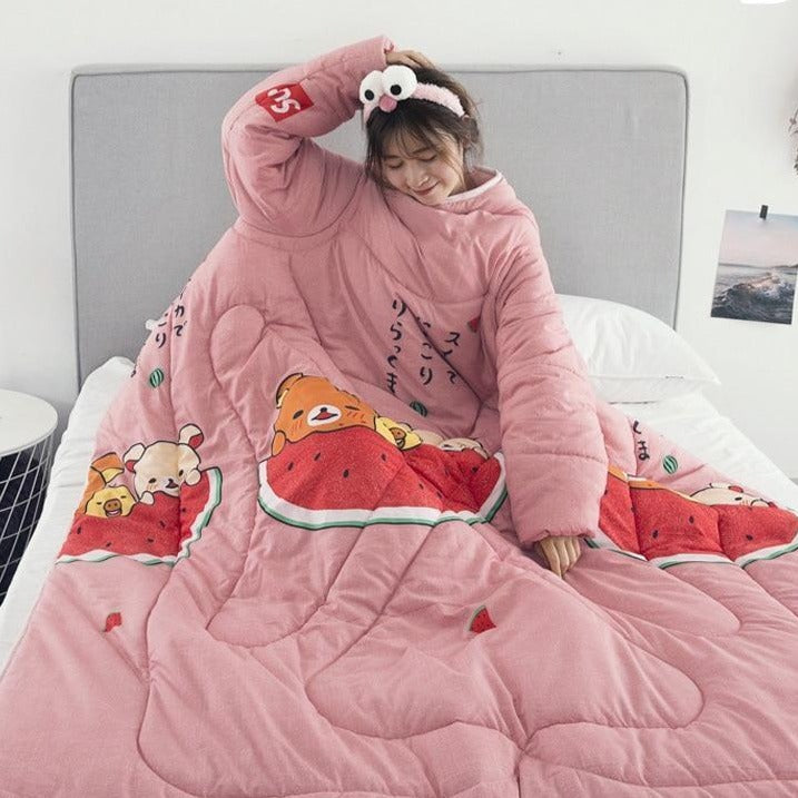 Wearable Weighted Blanket with Sleeves Thick Warm Comforter