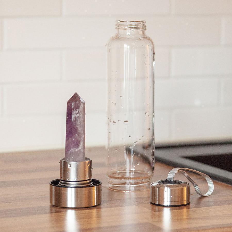Healing Natural Quartz Glass Water Bottle