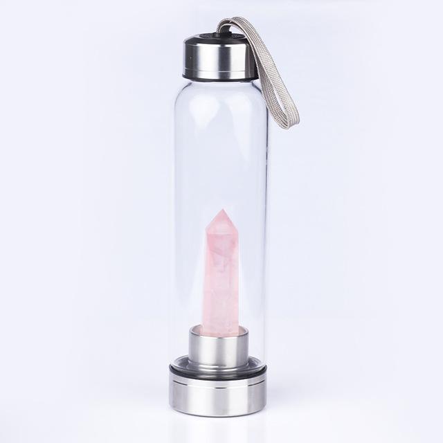 Healing Natural Quartz Glass Water Bottle