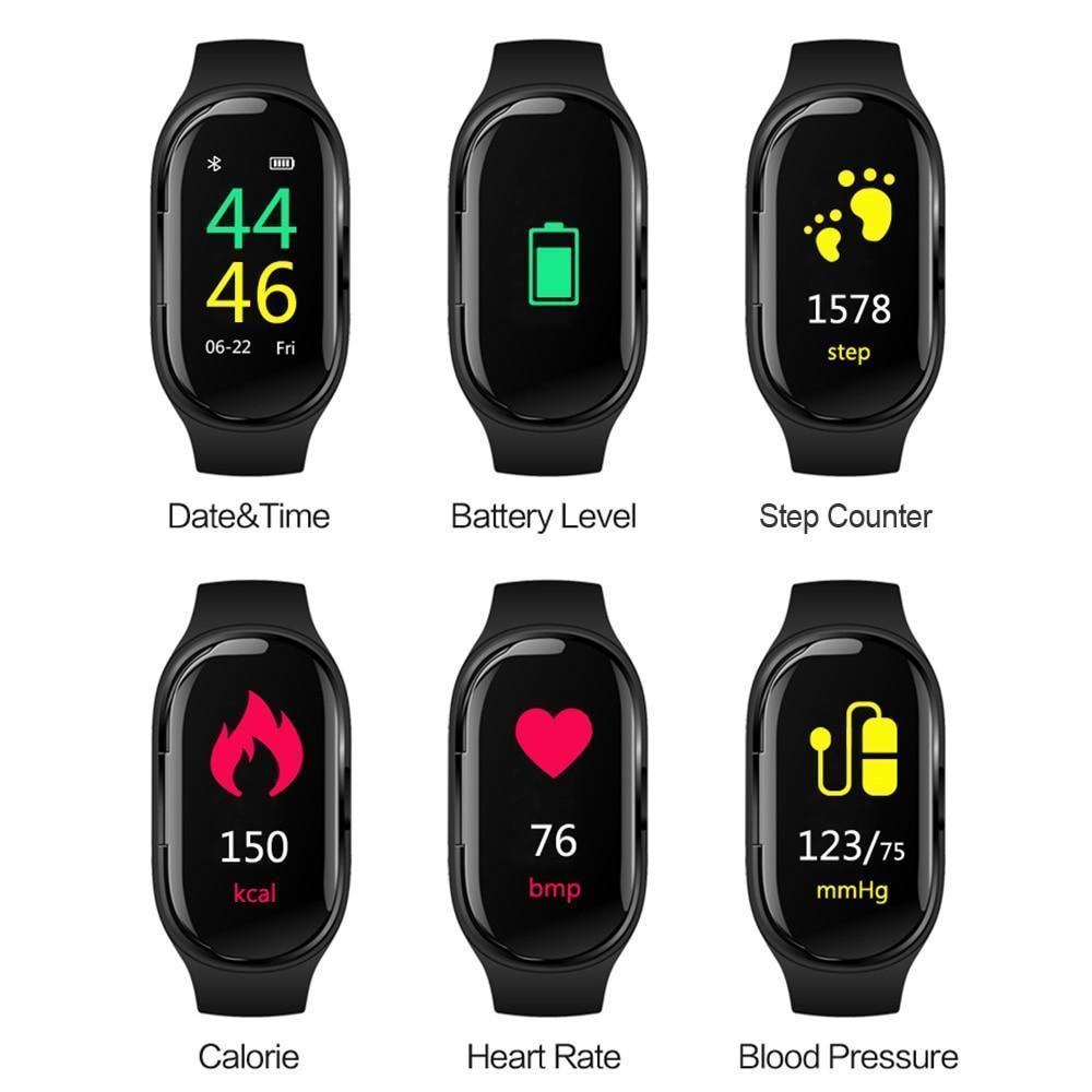 2 in 1 Smart Watch with Bluetooth 5.0 Earbuds - Trackbuds