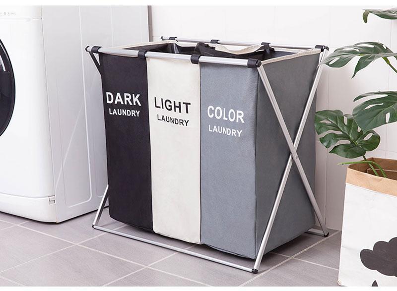 3 Sections Laundry Basket Hamper Sorter