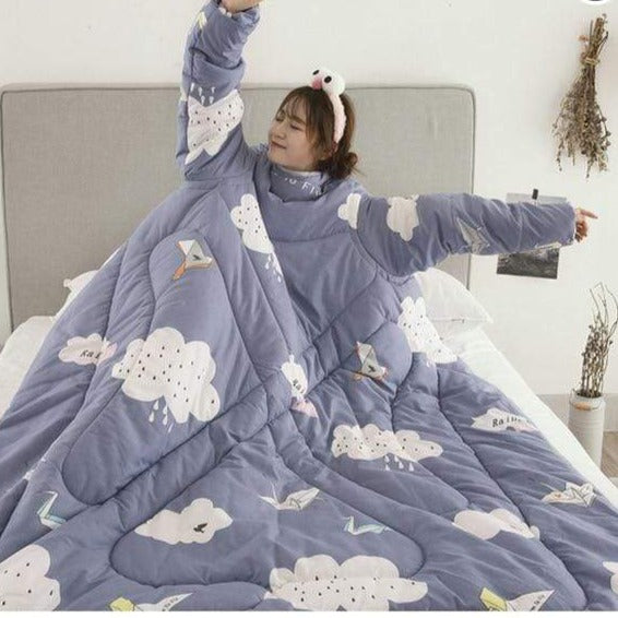 Wearable Weighted Blanket with Sleeves Thick Warm Comforter